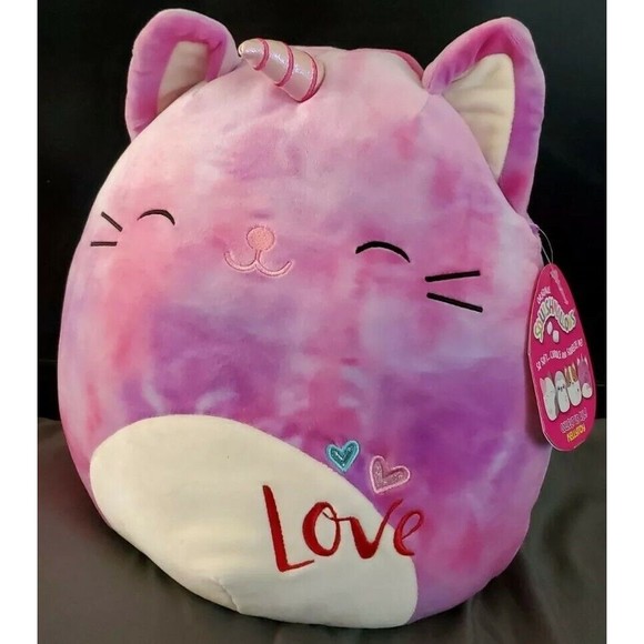 Squishmallows Carla Caticorn Cat Valentine's 12" Plush Tie Dye Pink Purple Toy - Picture 5 of 5
